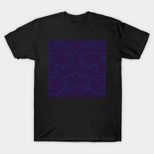 Violet on Navy Royal Medieval Damask Scrolls T-Shirt